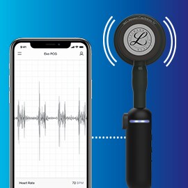 Ψηφιακό Στηθοσκόπιο 3M Littmann CORE συνδεδεμένο με το λογισμικό Eko στο τηλέφωνο